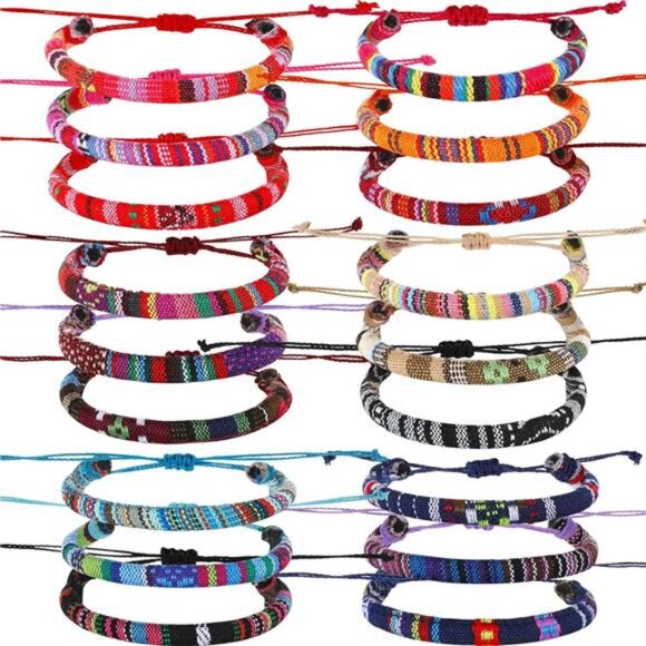 18 Pcs Boho Surfer Ankle Bracelet for Women Men Adjustable Beaded Anklets - Picture 1 of 6